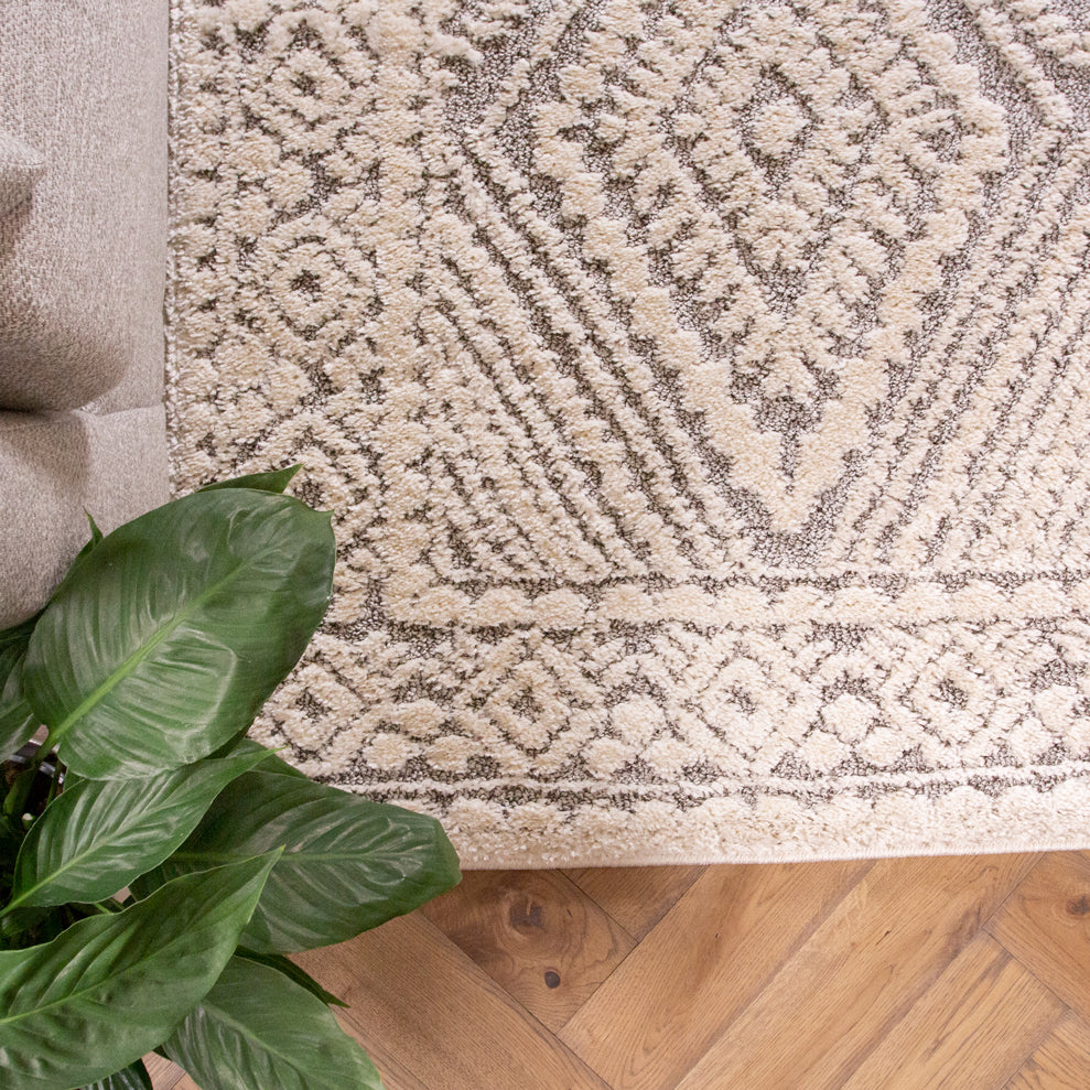 Grey Scandi Trellis Runner Rug