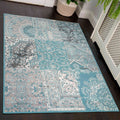 Duck Egg Traditional Patchwork Living Room Rug