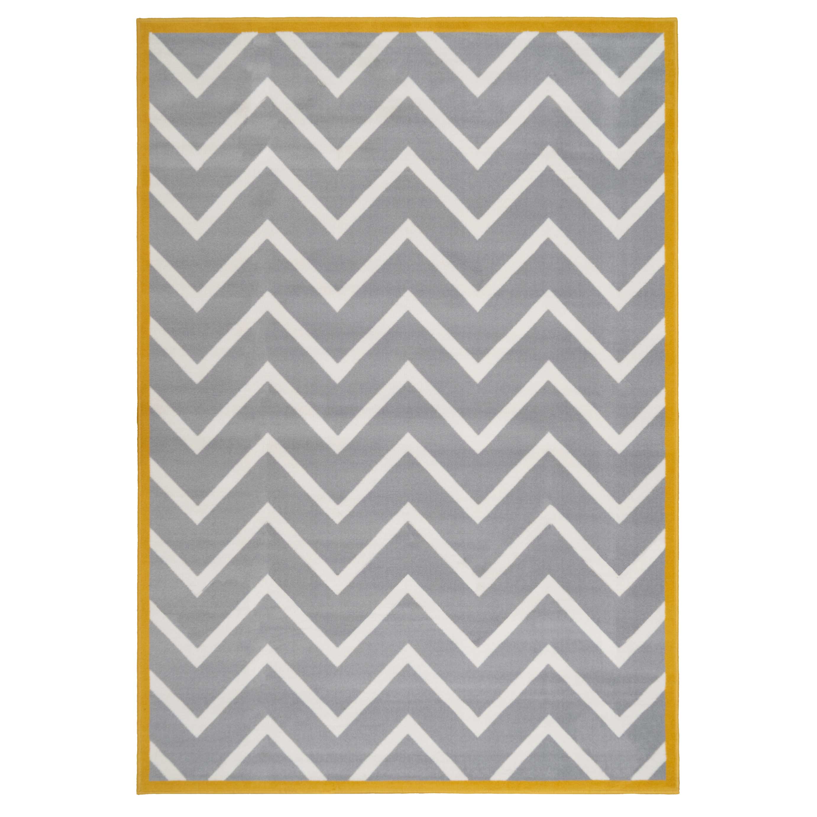 Grey Chevron Bordered Rug