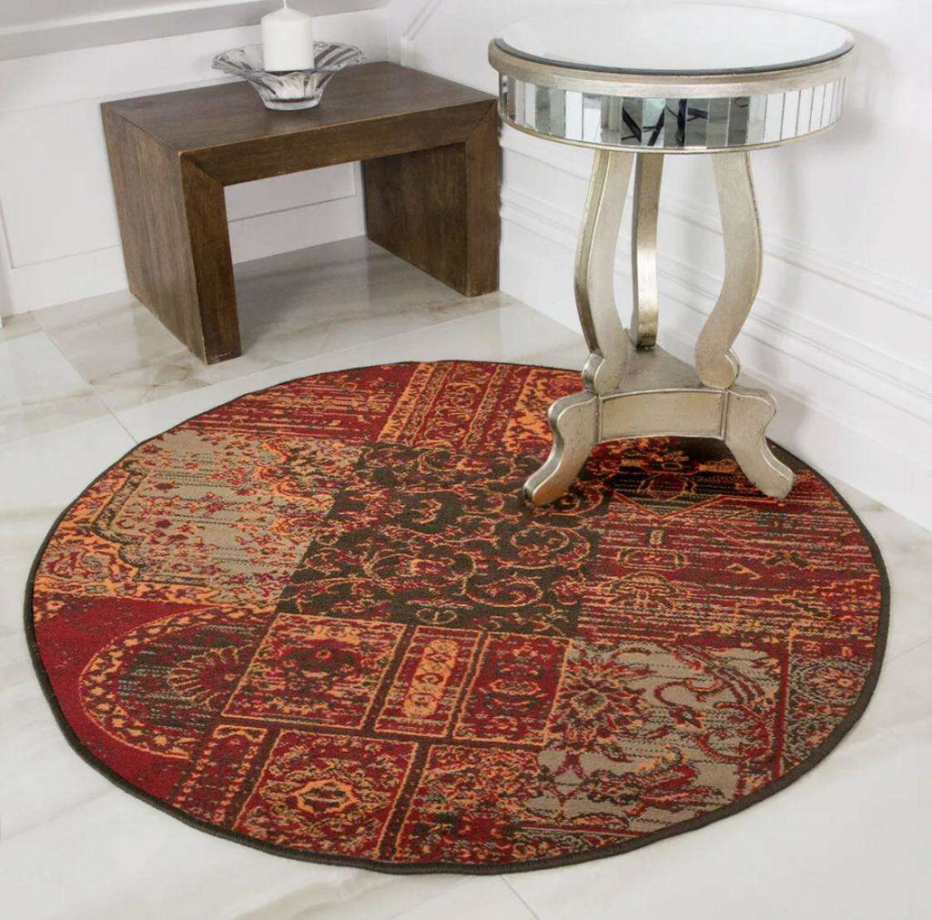 Round Circle Patchwork Wine Rug
