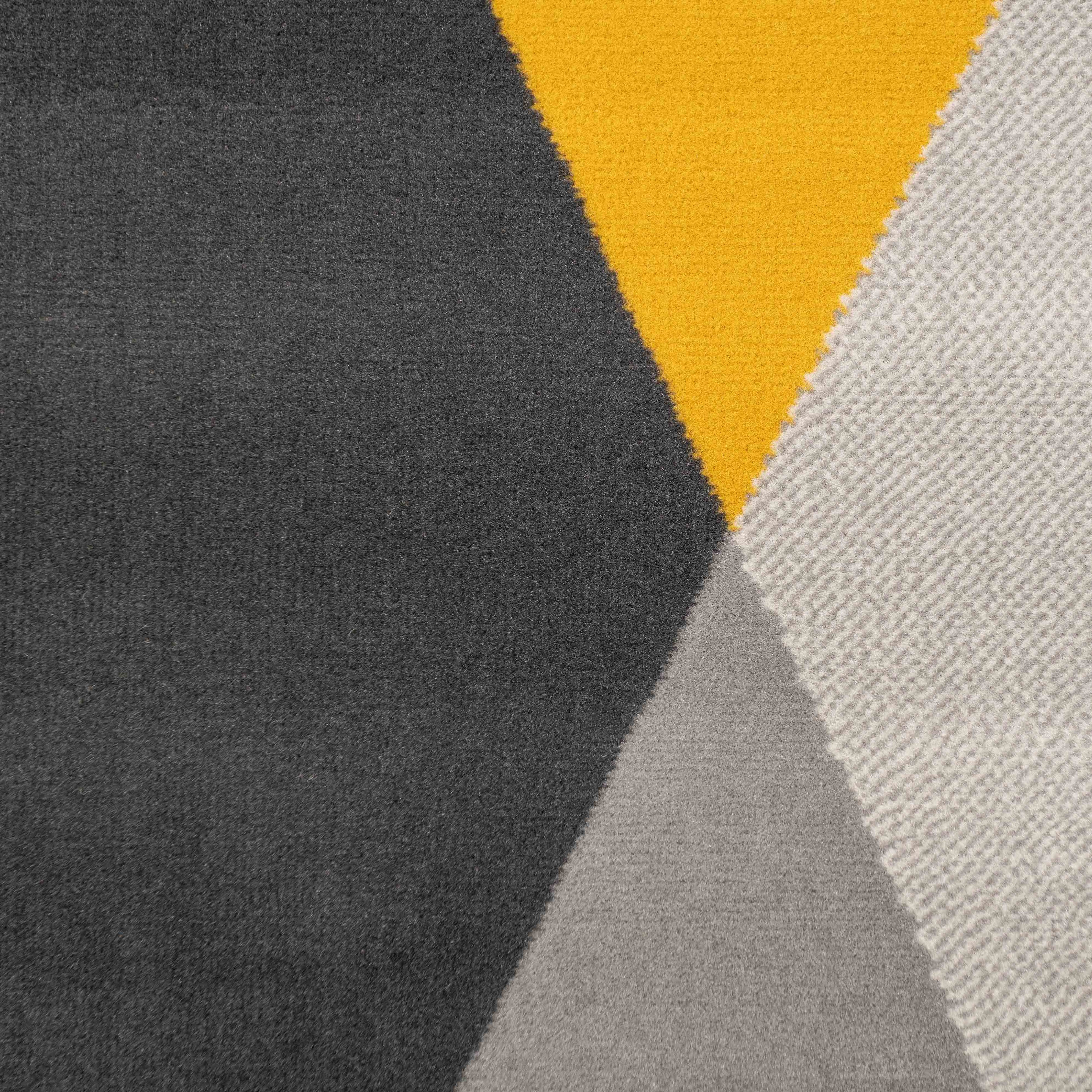 Mustard Grey Abstract Living Room Rug