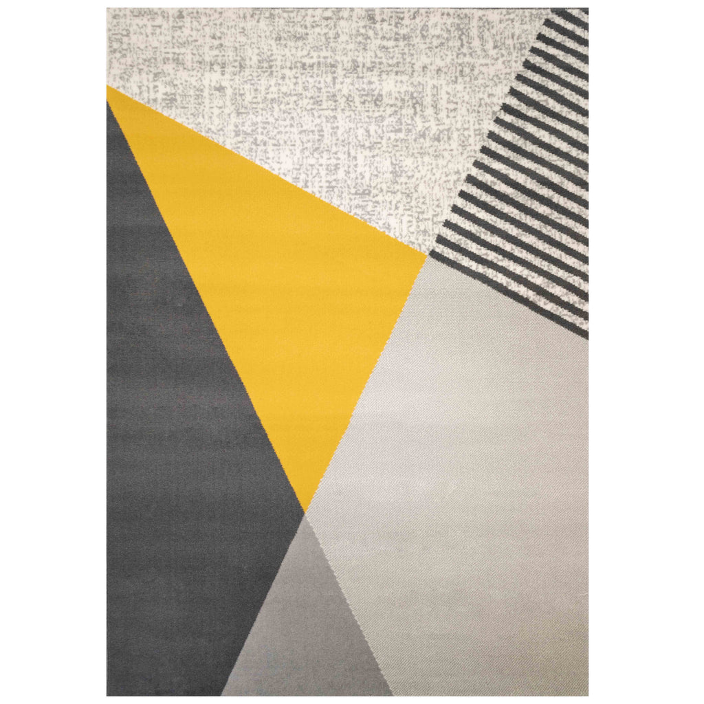 Mustard Grey Abstract Living Room Rug