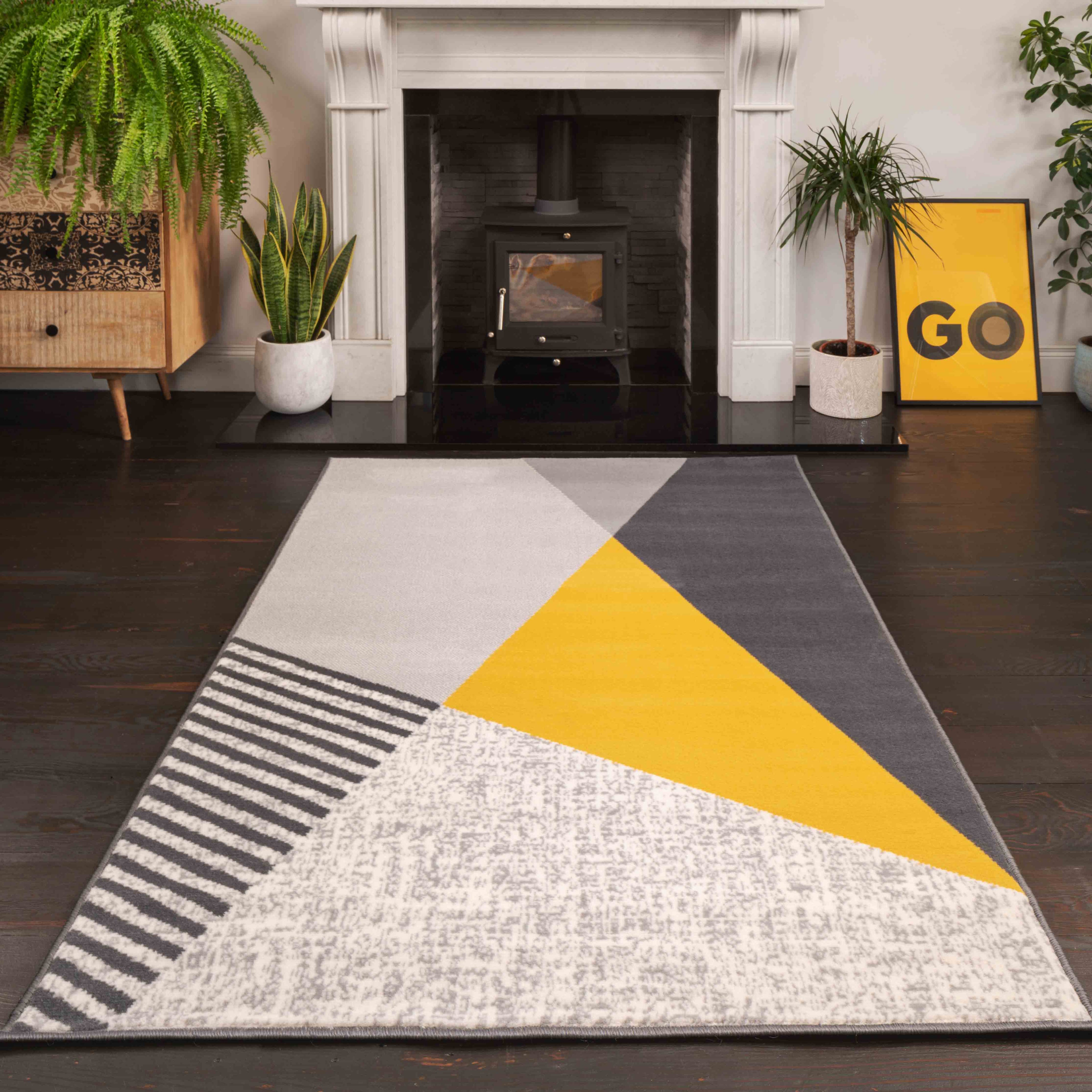 Ochre Grey Fractured Rug