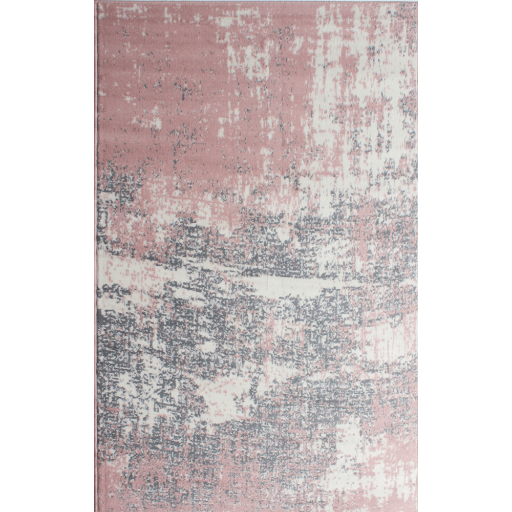 Pink Grey Distressed Worn Look Living Room Rug - Milan