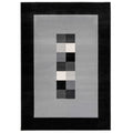 Geometric Bordered Black and Grey Rug