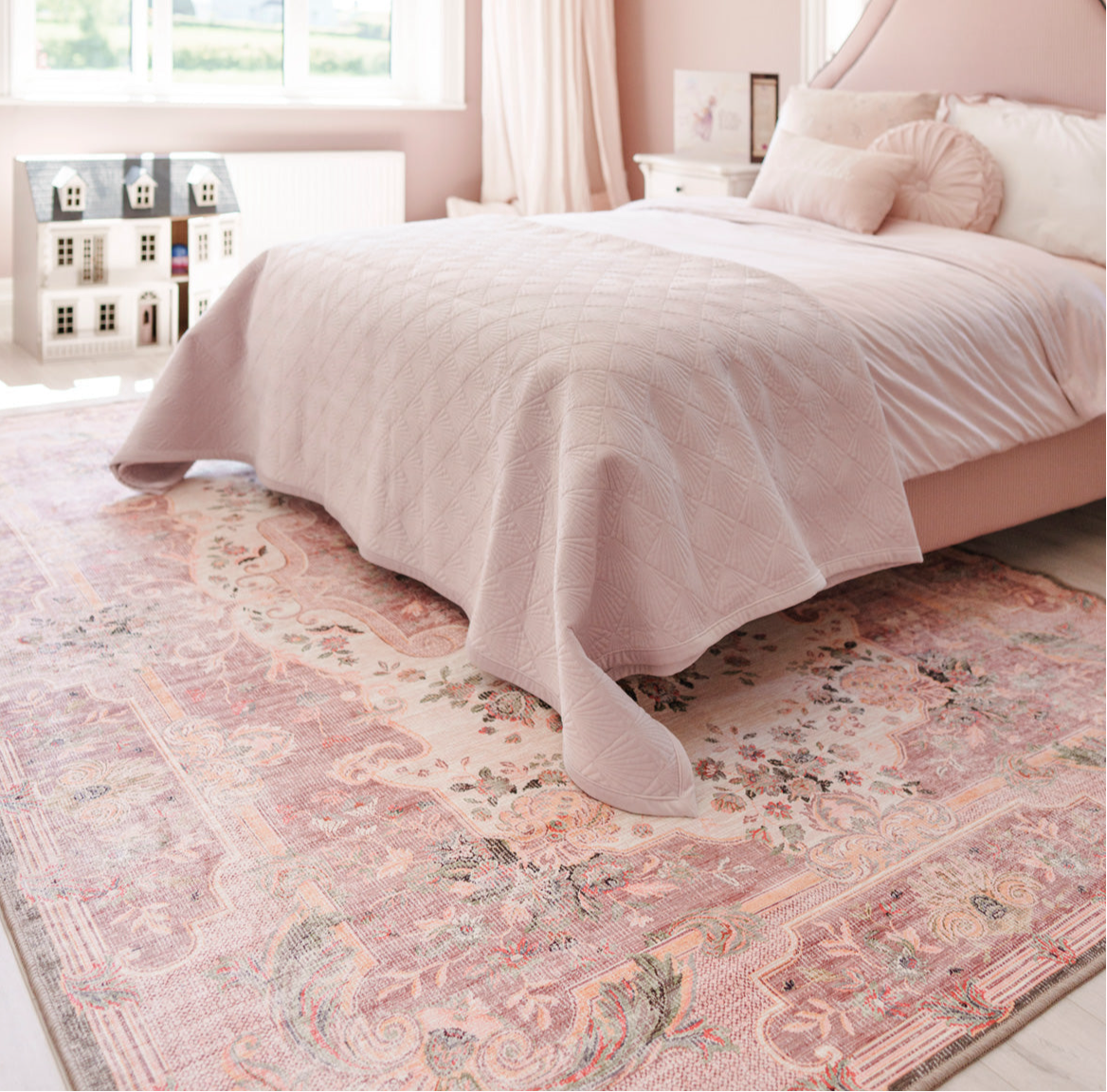 Washable Pink Medallion Rug - Dusk