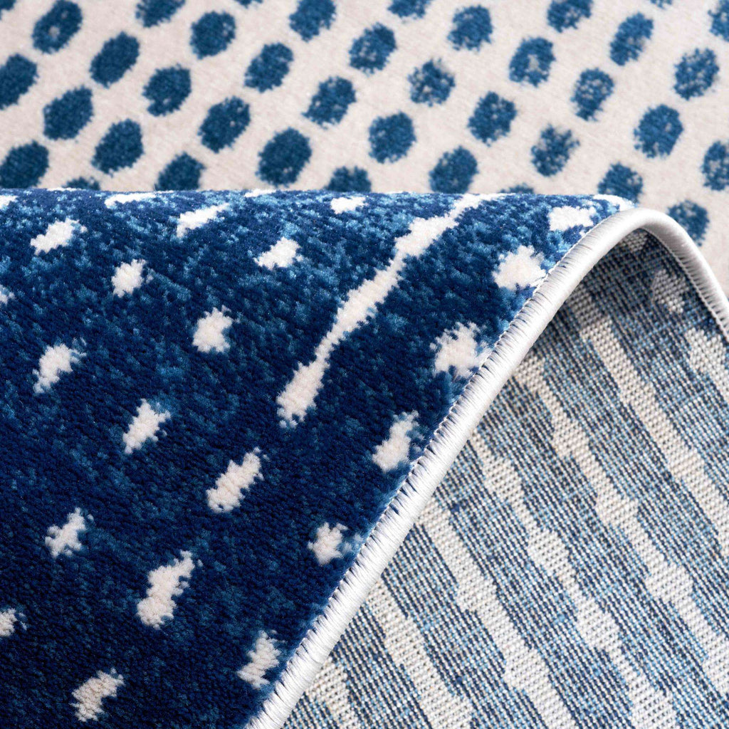 Modern Blue Spotted Ombre Effect Hall Runner Rug