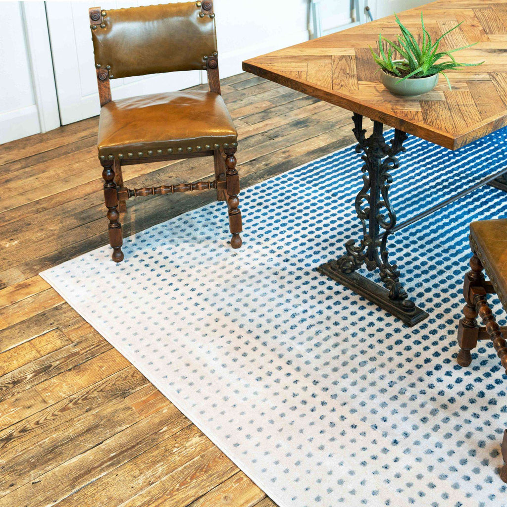 Modern Blue Spotted Ombre Effect Runner Rug - Dottie