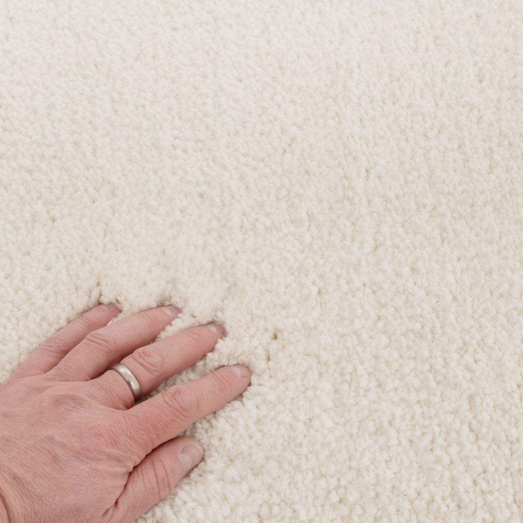 Premium Cream Shaggy Circle Rug - Lace