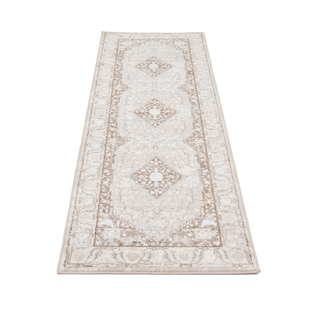 Cream Beige Medallion Runner - Artha