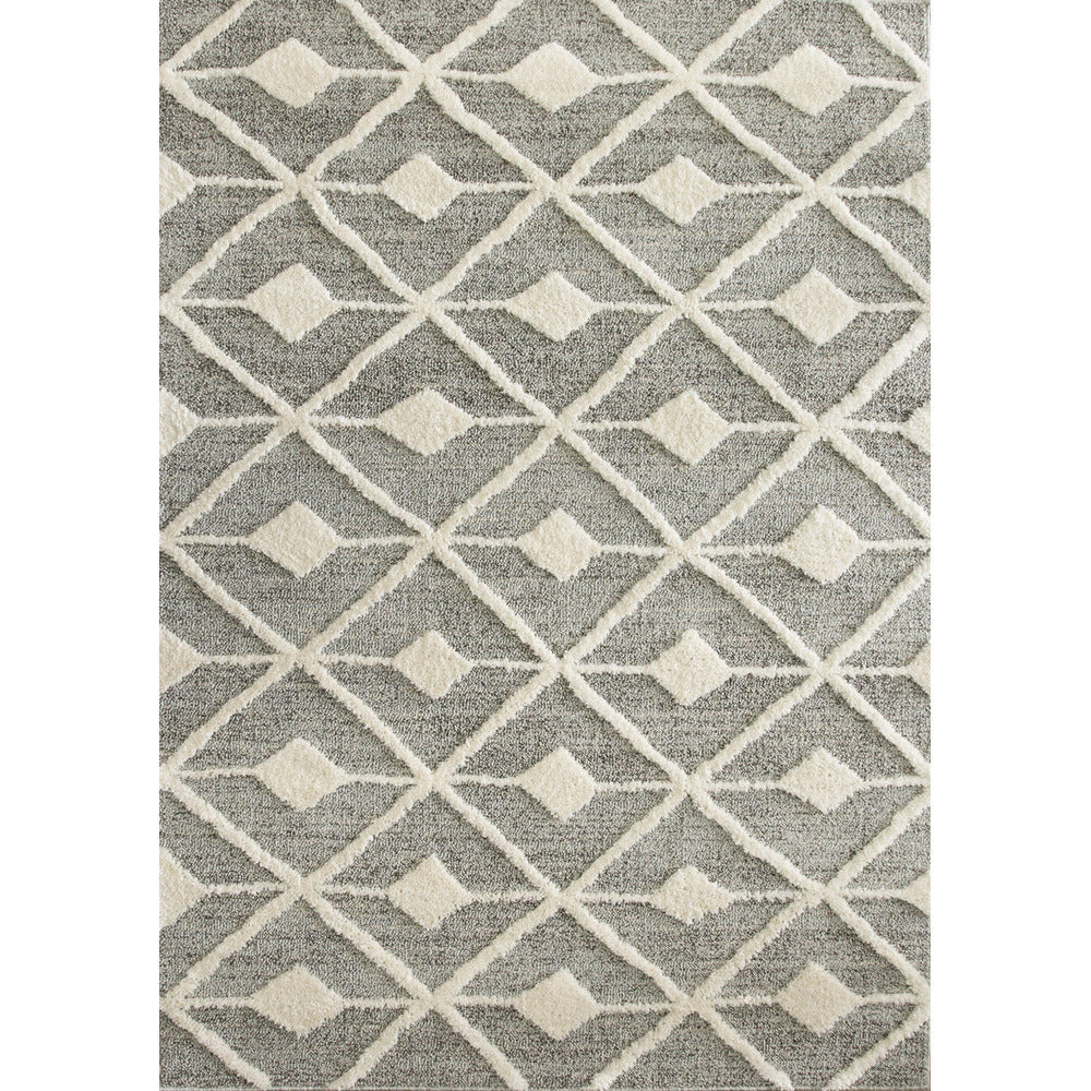 Scandi Grey Cream Tufted Hi Low Pile Rug - Benni