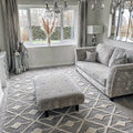 Scandi Grey Cream Tufted Hi Low Pile Rug - Benni