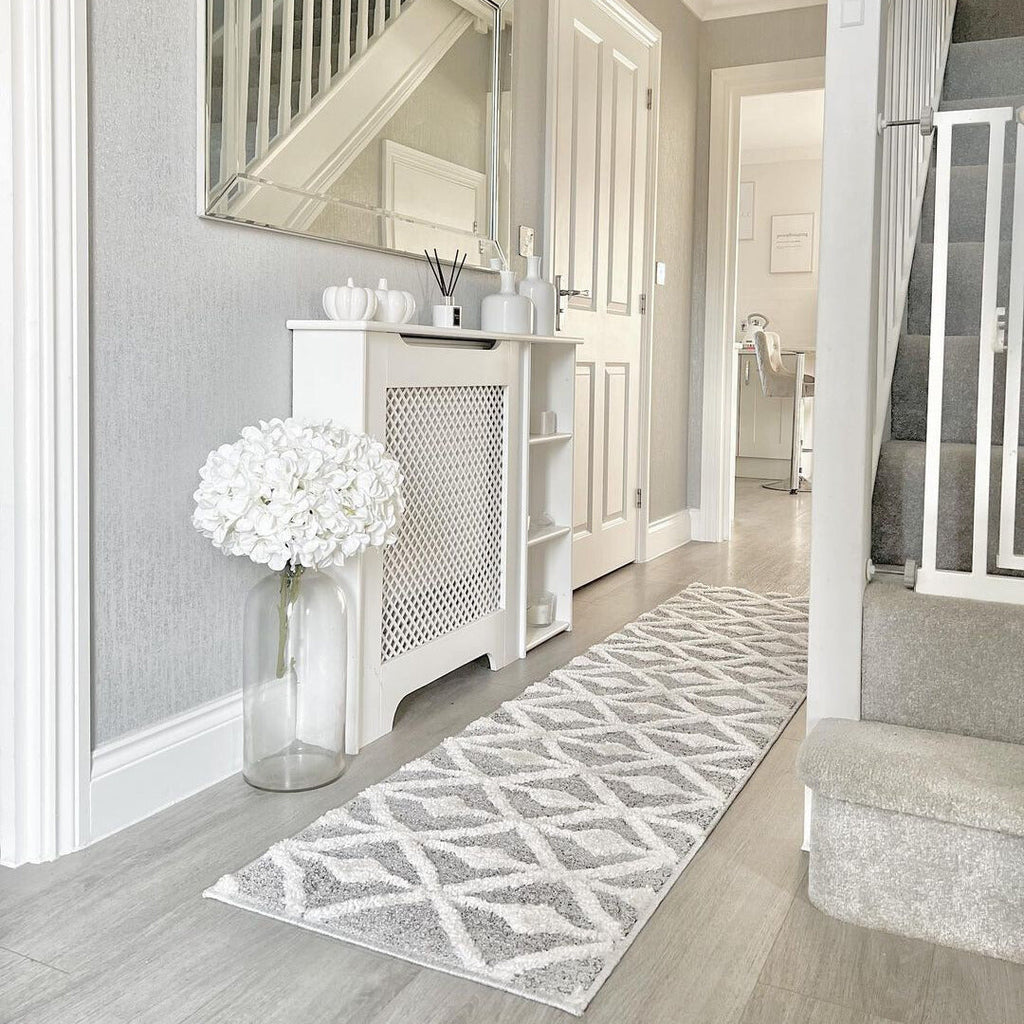 Scandi Grey Cream Tufted Hi Low Pile Rug - Benni