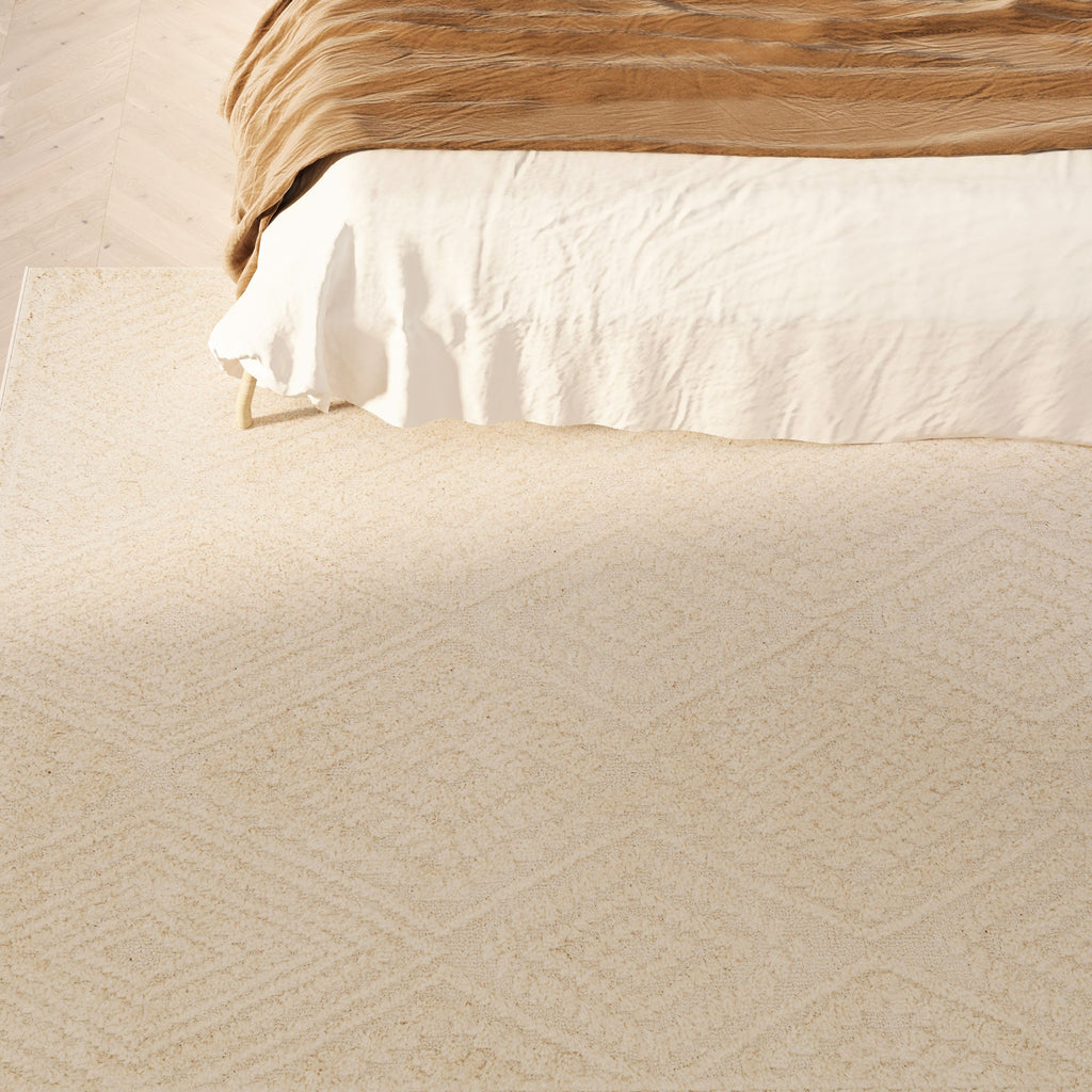 Warm White Tufted Diamond Rug - Elino