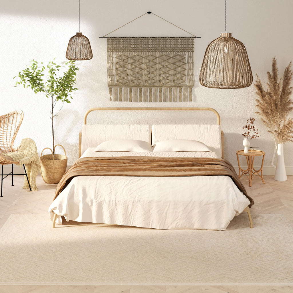 Warm White Tufted Diamond Rug - Elino