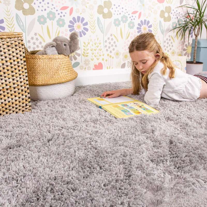 Soft Everyday Silver Shaggy Rug