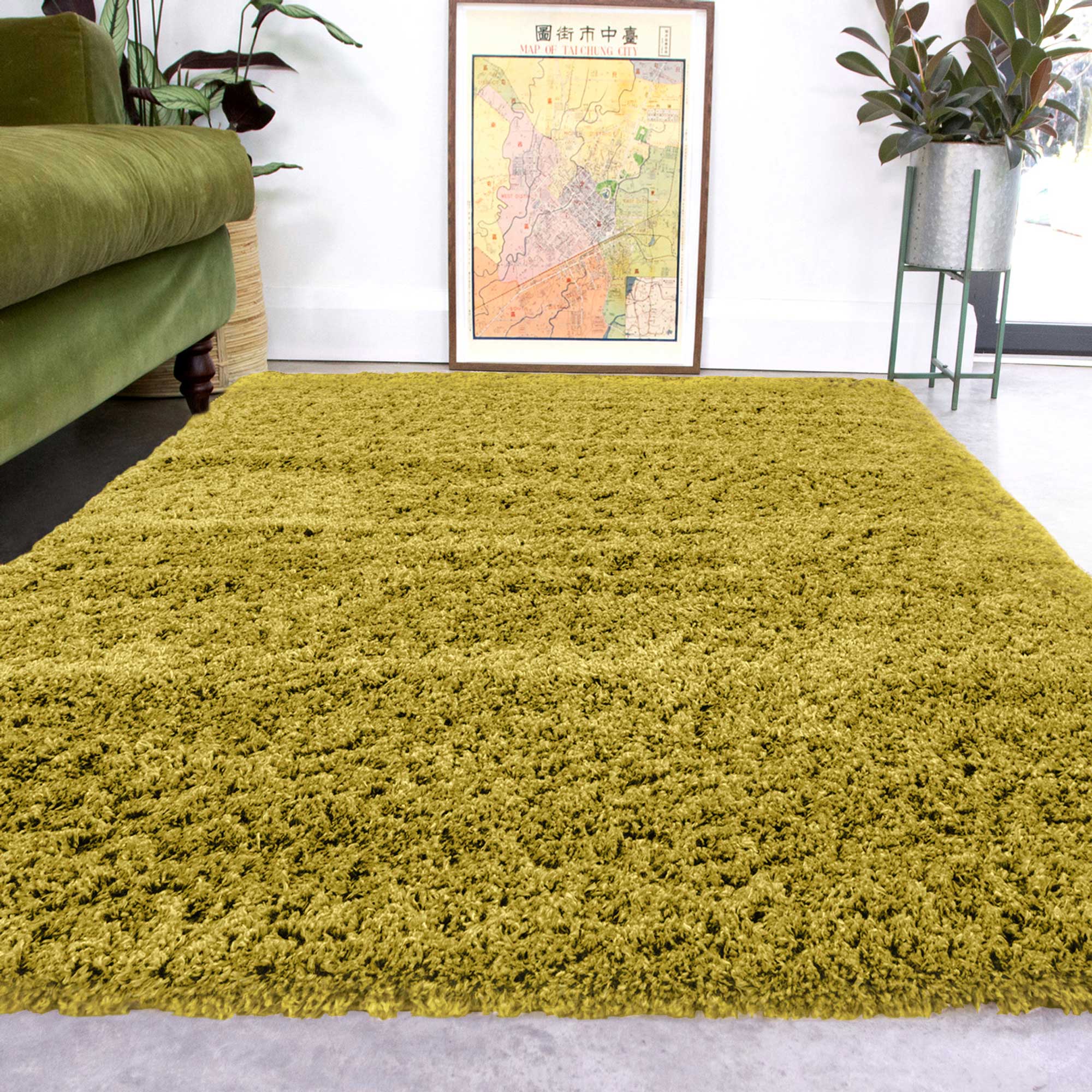 Soft Everyday Moss Green Shaggy Rug