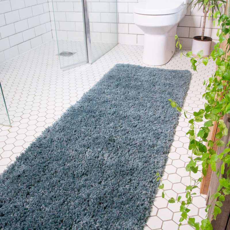 Soft Everyday Blue Shaggy Runner Rug