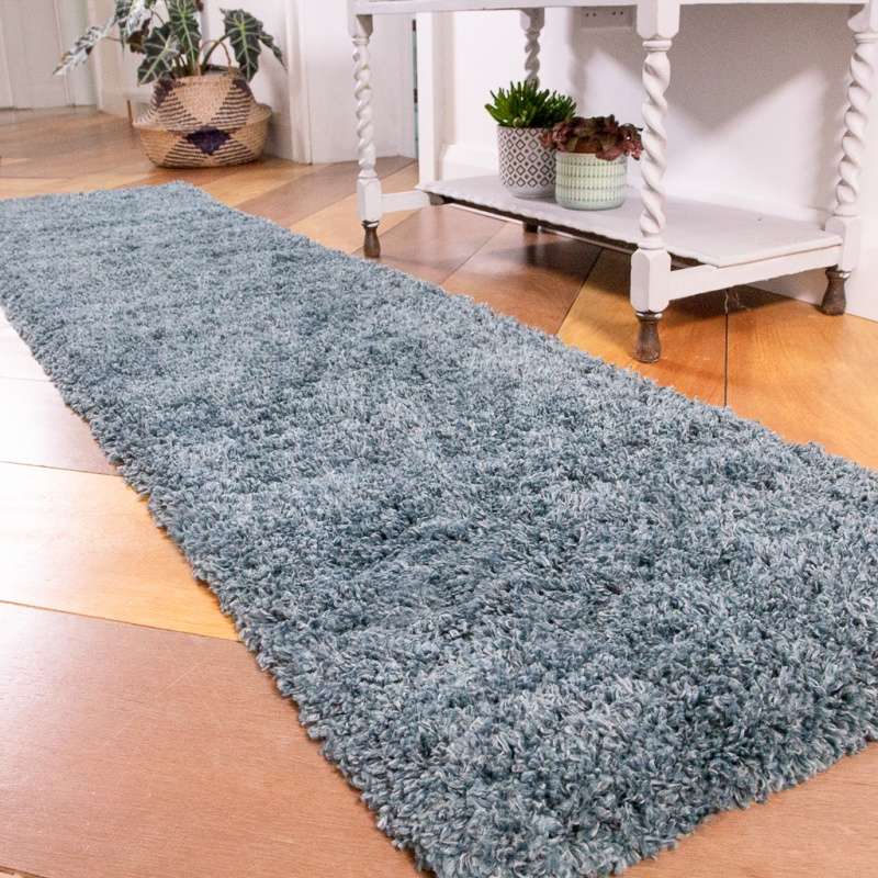 Soft Everyday Blue Shaggy Runner Rug