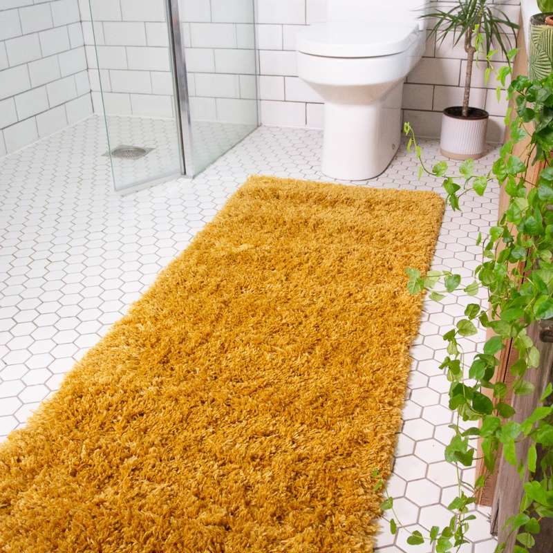 Soft Everyday Yellow Shaggy Runner Rug