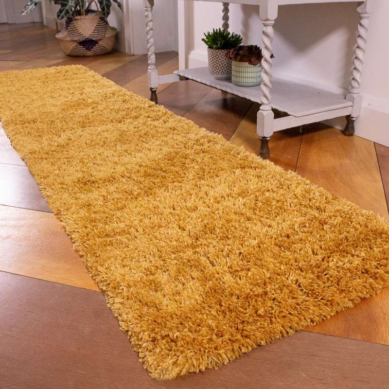 Soft Everyday Yellow Shaggy Runner Rug
