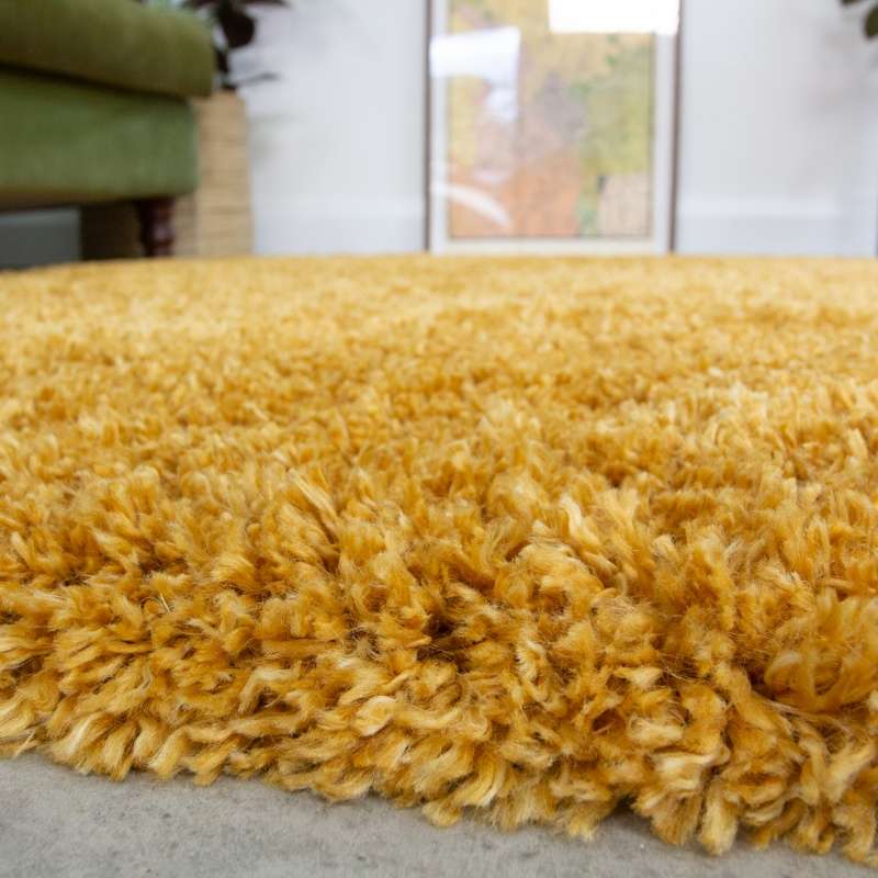 Soft Everyday Yellow Shaggy Runner Rug