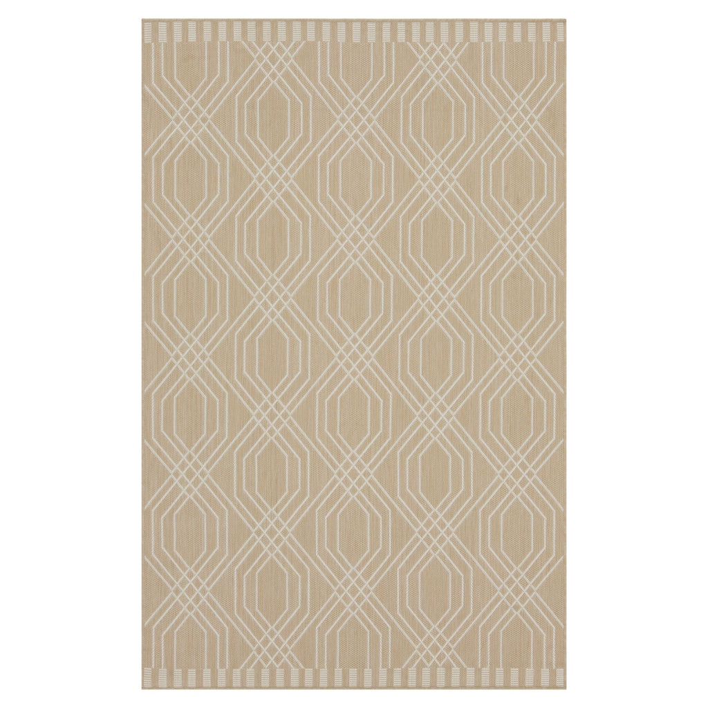 Cream Modern Geometric Outdoor Rug - Basata
