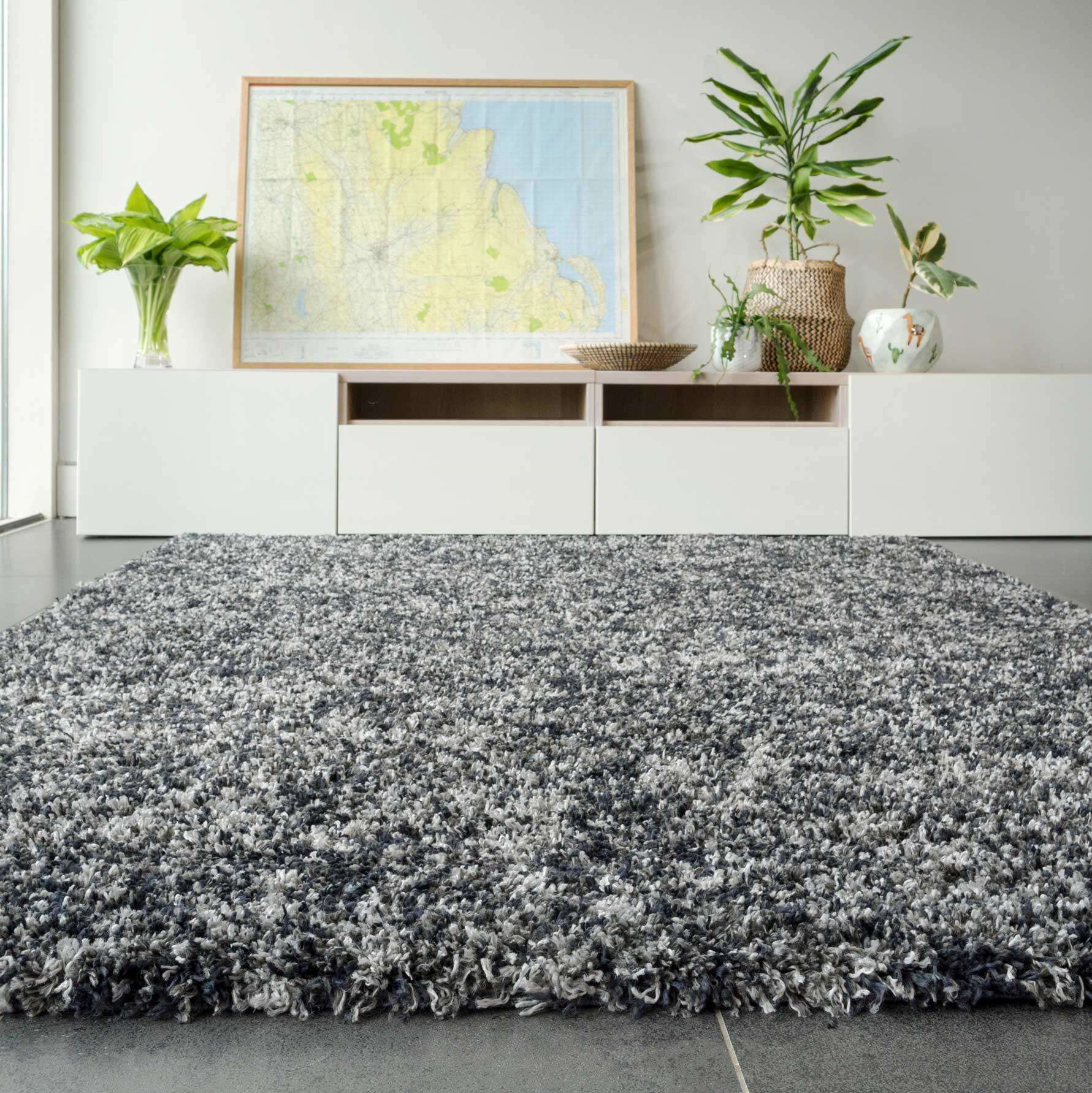 Soft Mottled Grey Shaggy Hallway Rug