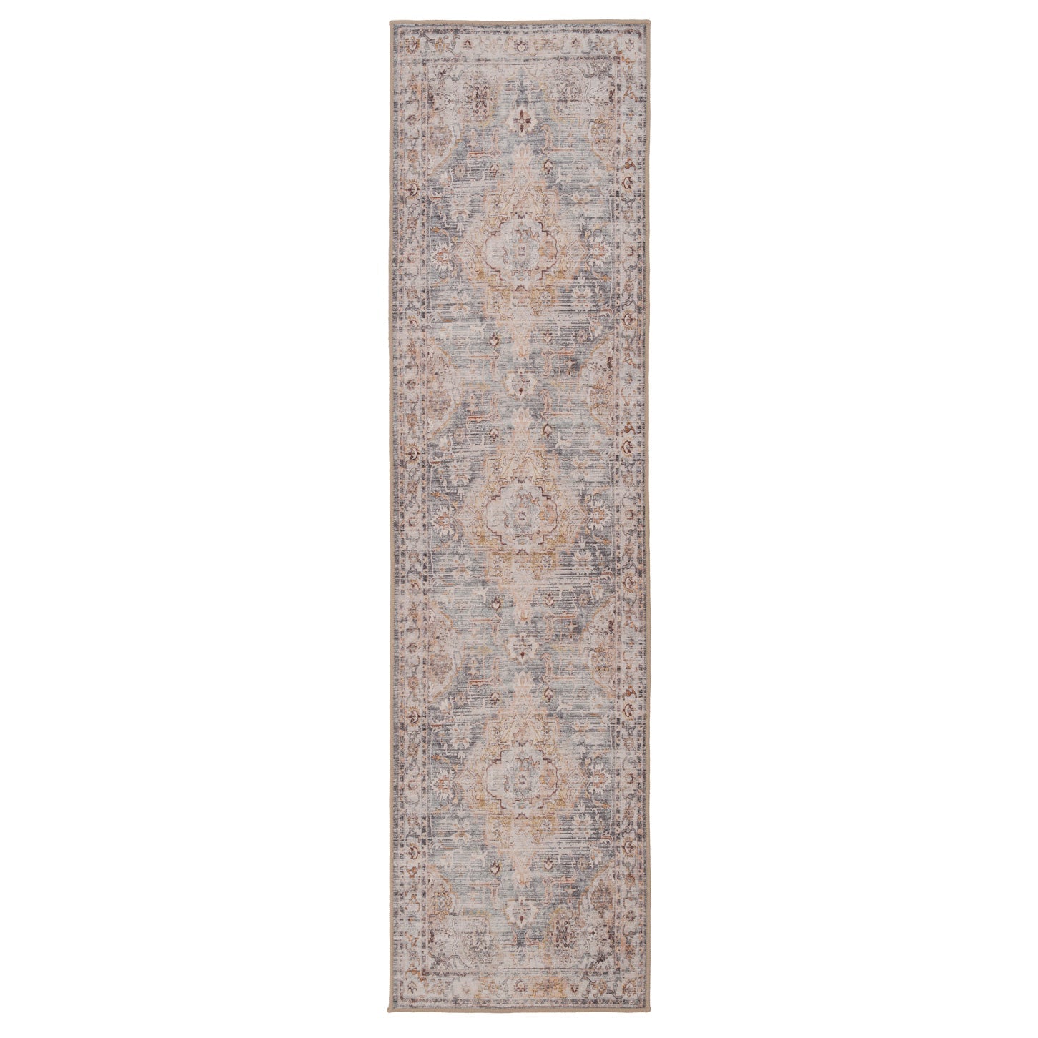 Washable Blue Vintage Runner - Serene