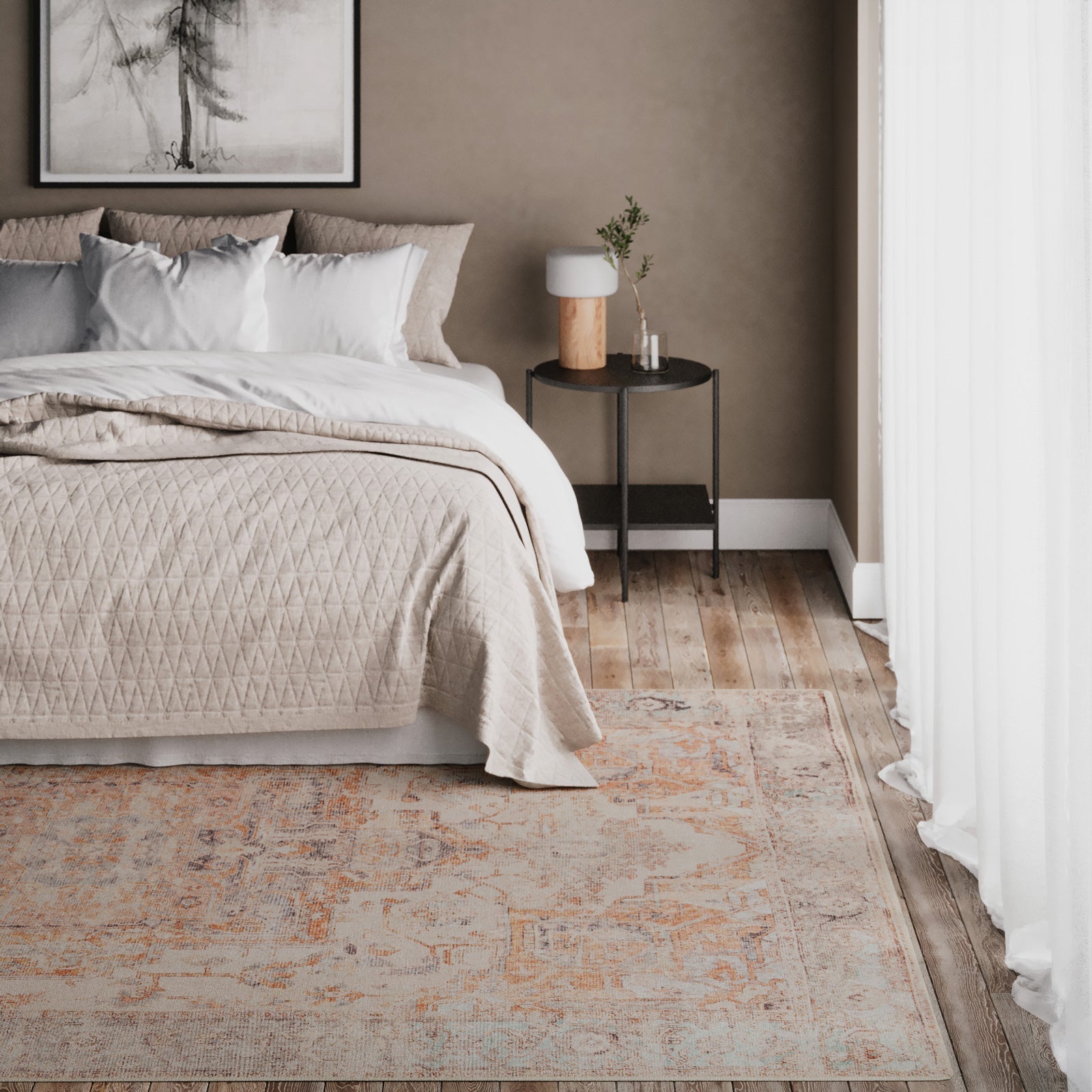 Washable Terracotta Vintage Rug - Sisu