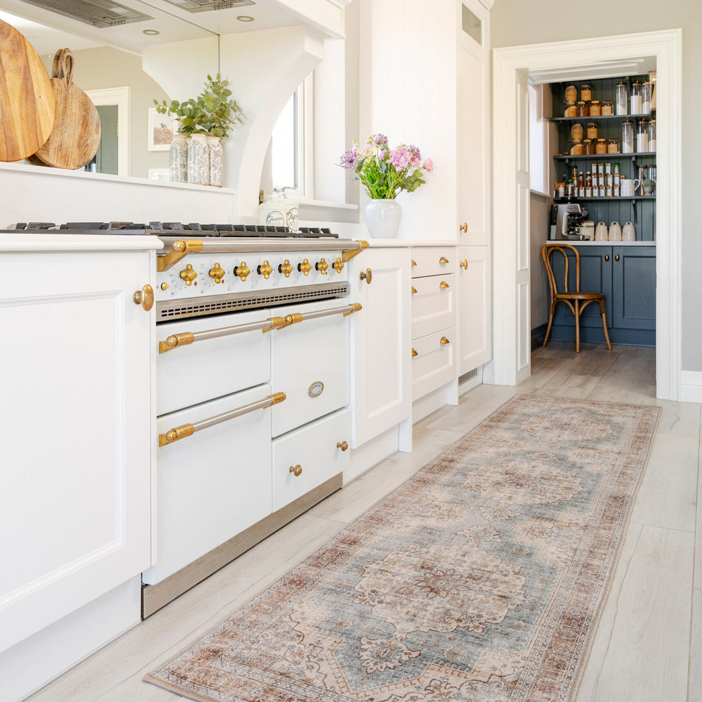 Washable Blue Heritage Runner - Sonder