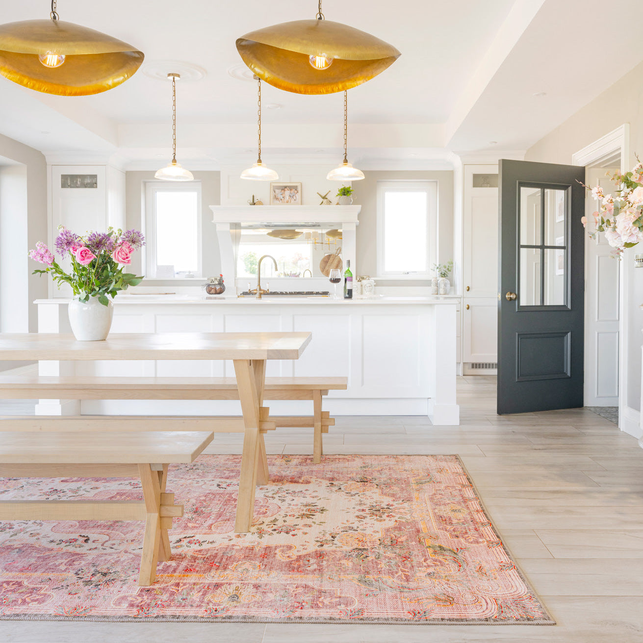 Washable Pink Medallion Rug - Dusk