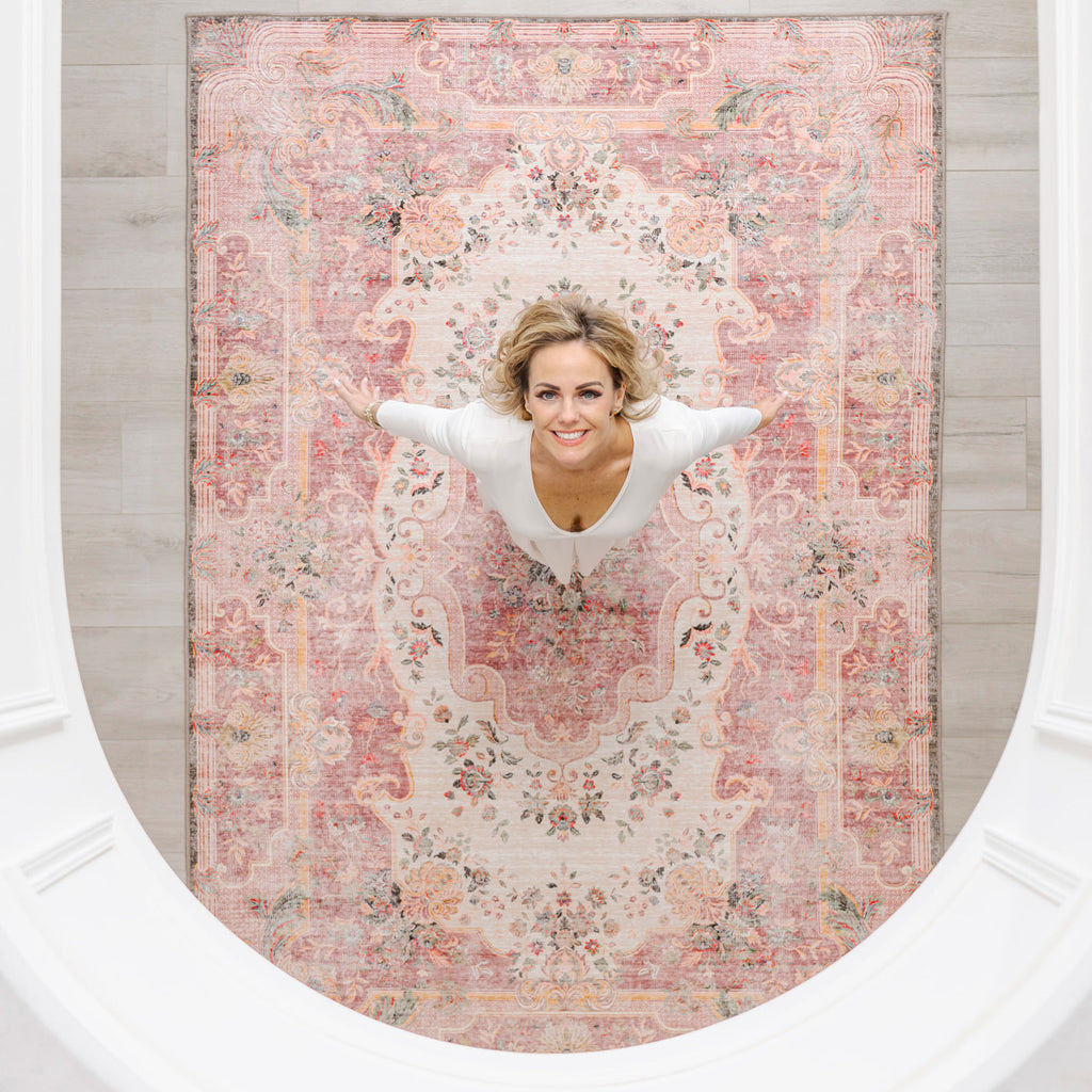 Washable Pink Medallion Rug - Dusk