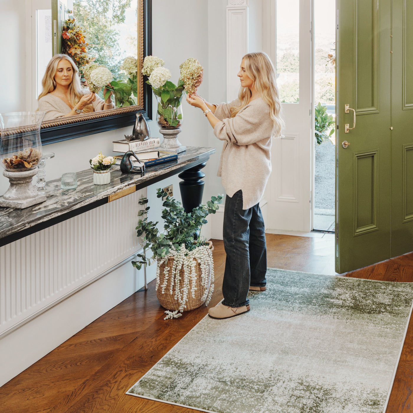 Earthy Green Abstract Rug - Barrow