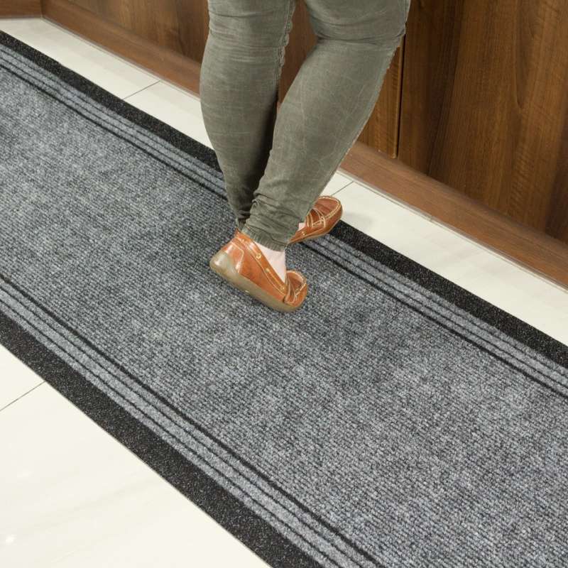Grey Hard Wearing Stair Carpet Runner Rugs