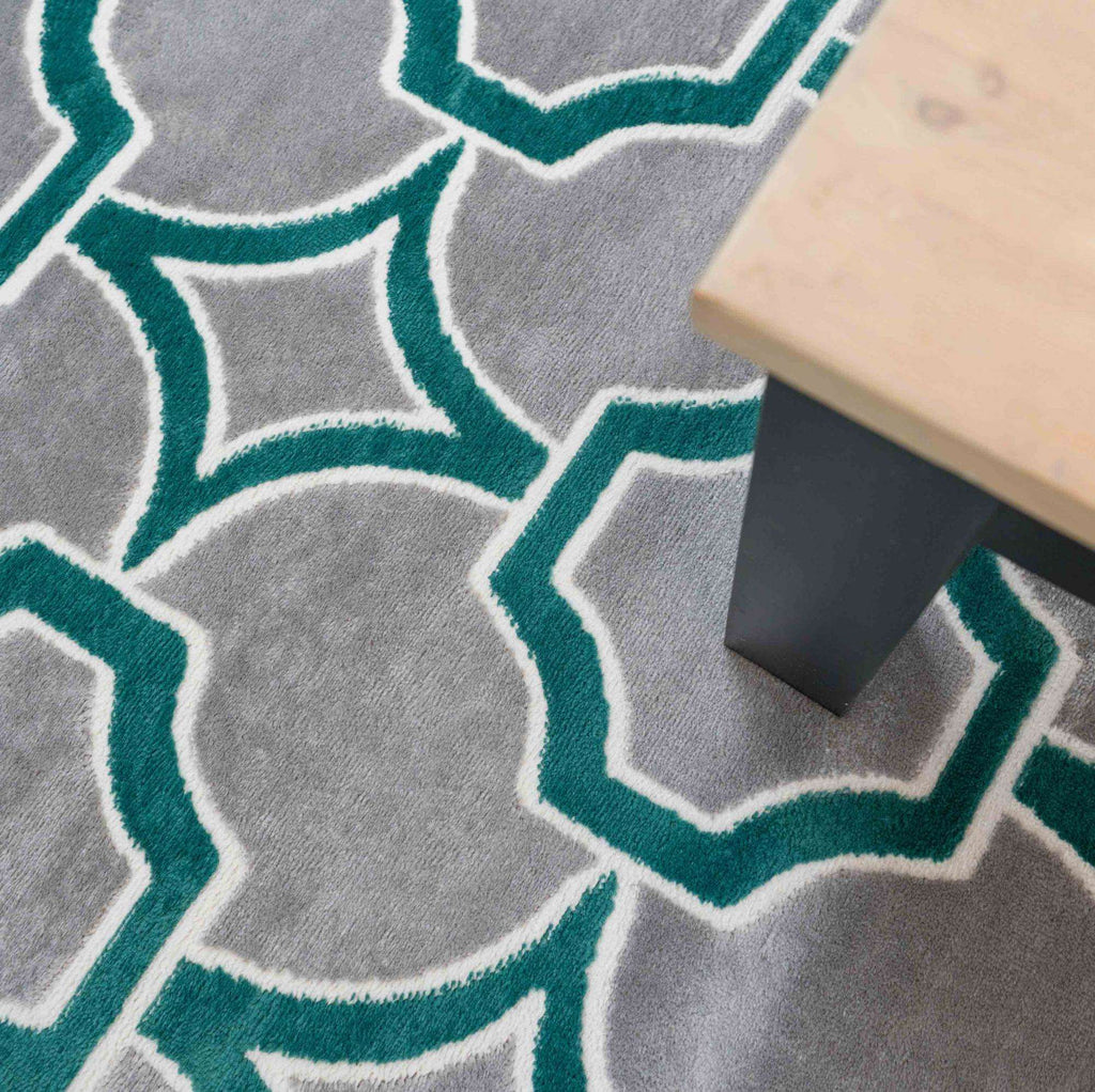 Modern Emerald Green Trellis Hall Runner Rugs