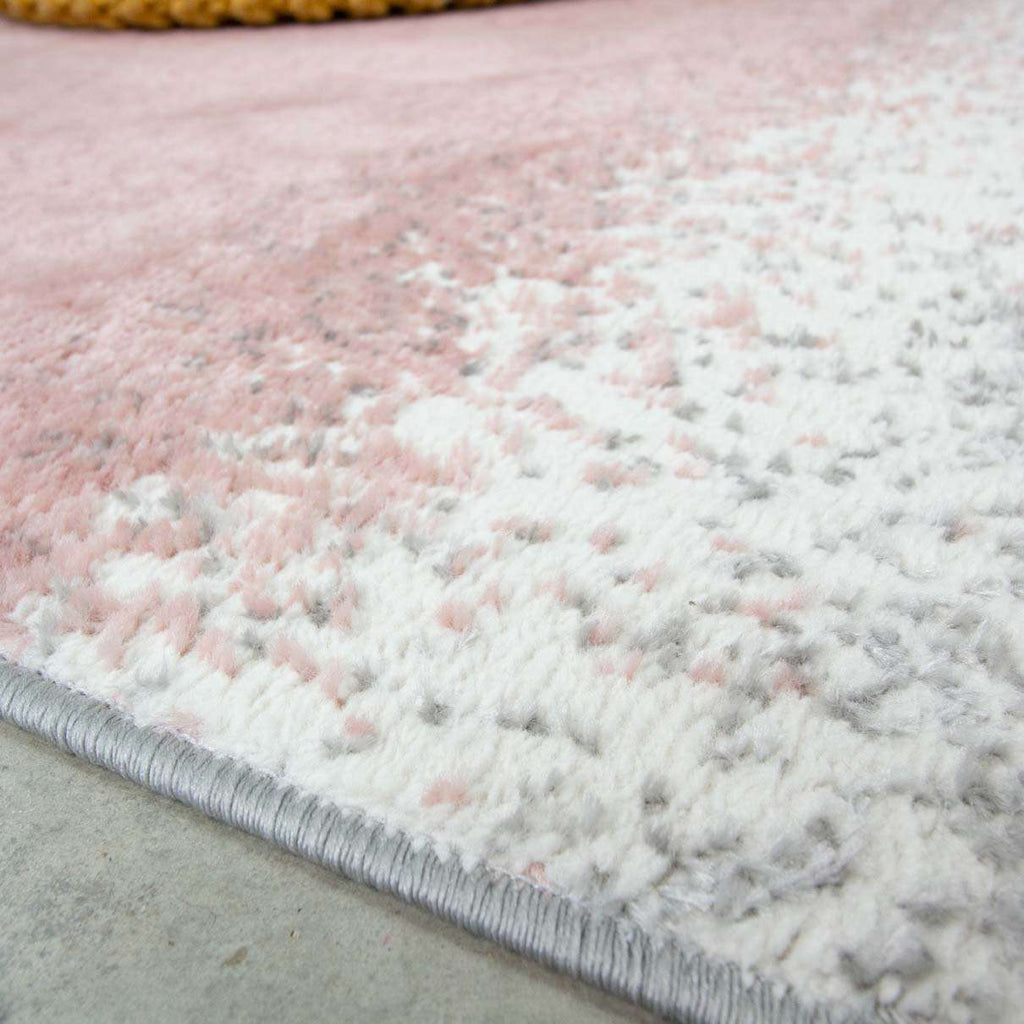 Modern Pink Distressed Striped Runner Rug