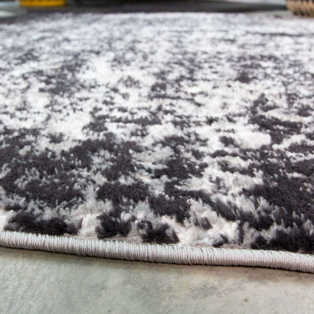 Modern Black Abstract Distressed Runner Rug
