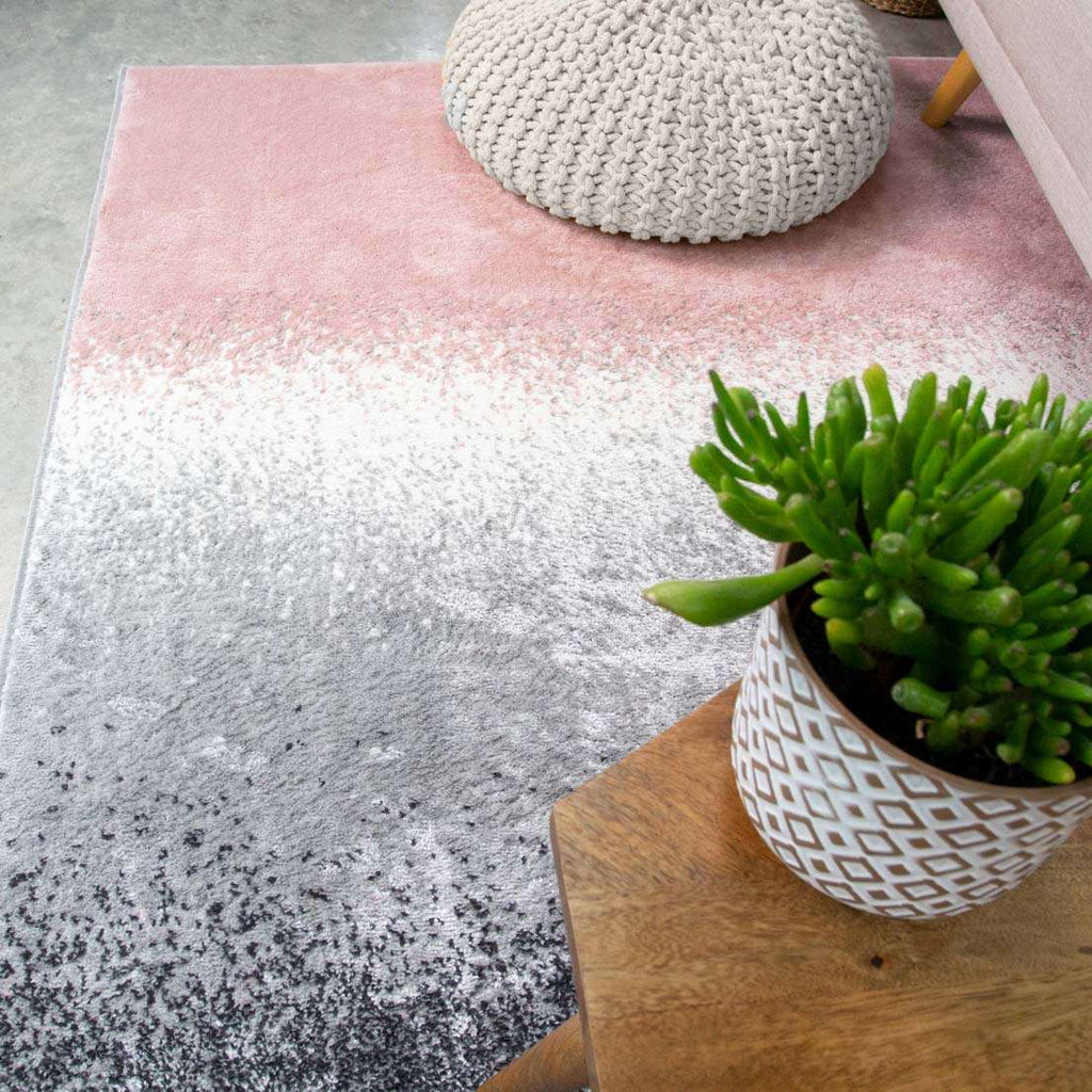 Modern Pink Distressed Striped Living Room Rug