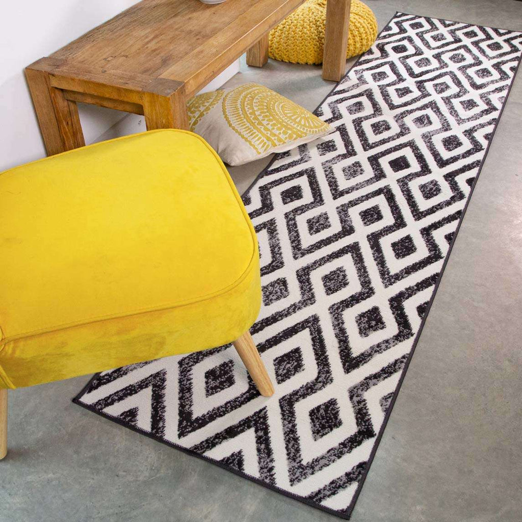 Geometric Black Ombre Living Room Rug
