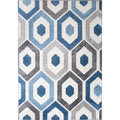 Blue Geometric Honeycomb Living Room Rug