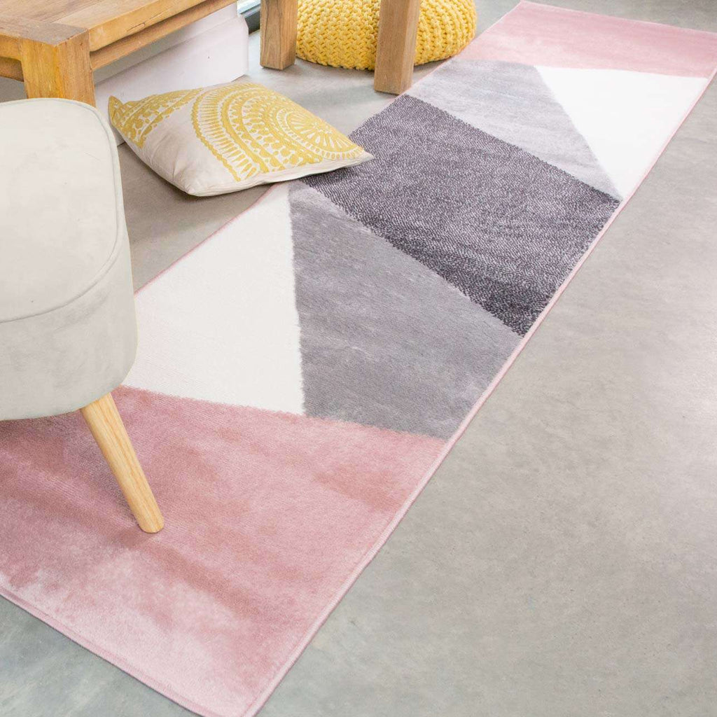 Pink Abstract Geometric Living Room Rug - Moderno