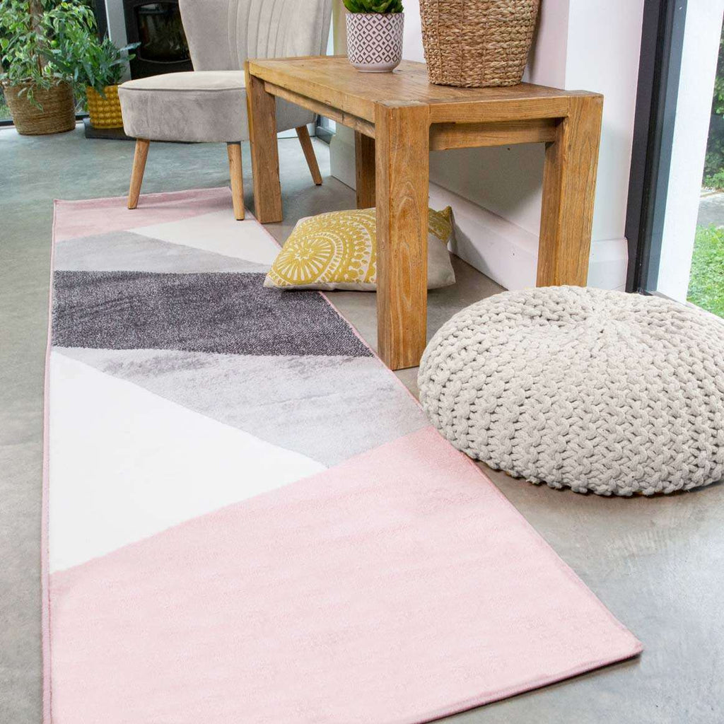 Pink Abstract Geometric Living Room Rug - Moderno