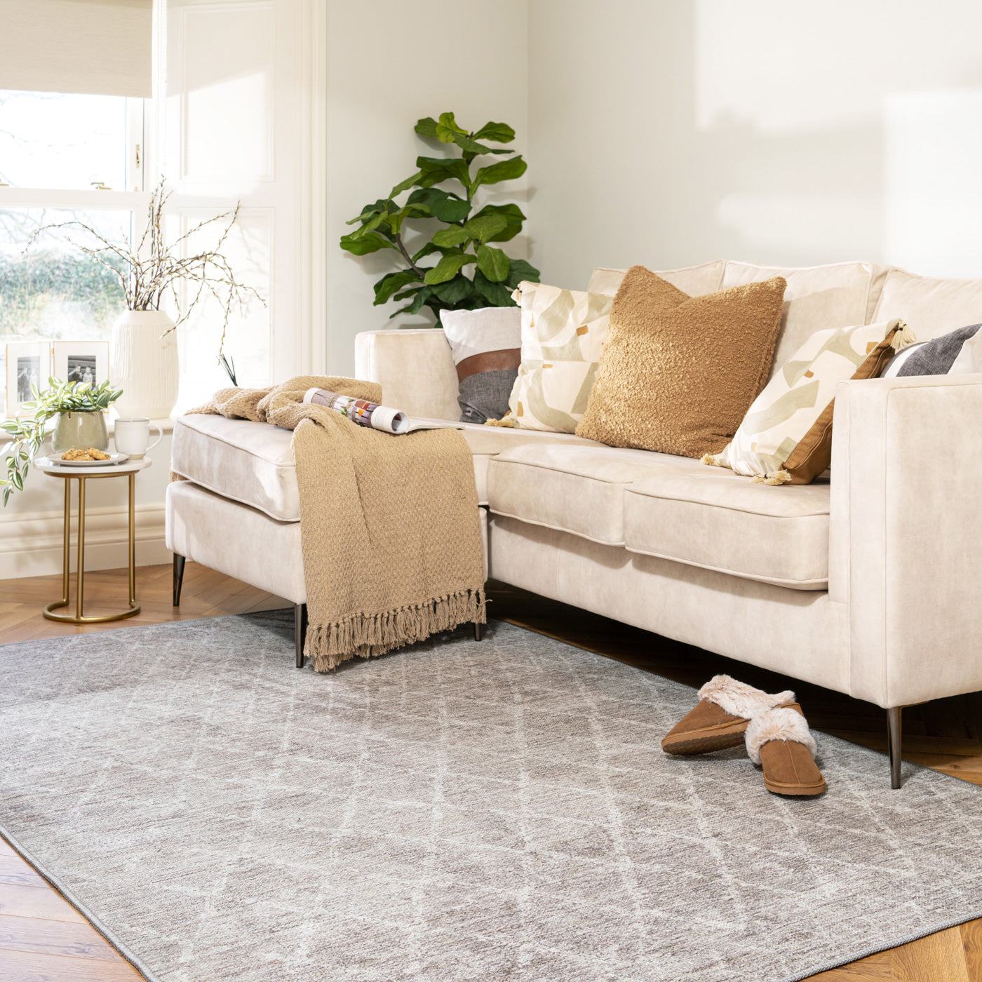 Washable Greige Berber Rug - Brindle