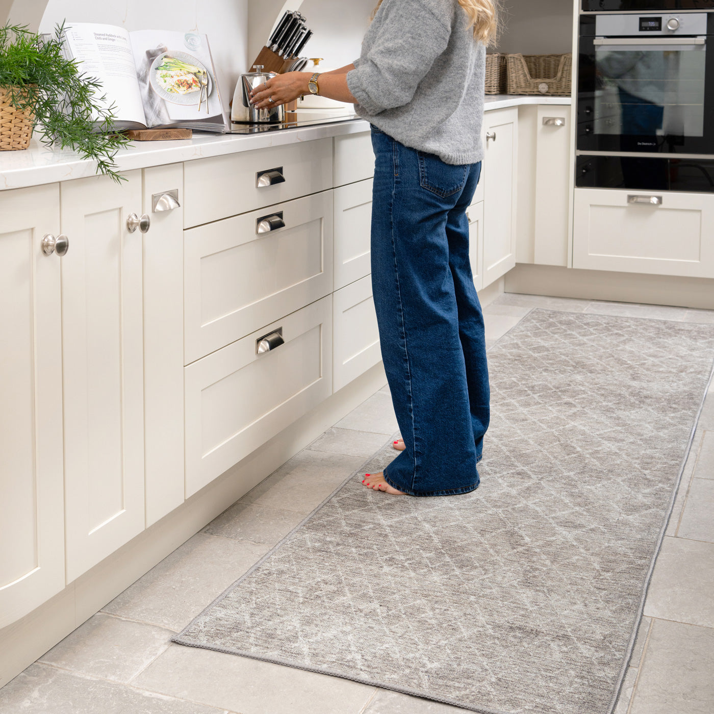 Washable Greige Berber Runner - Brindle