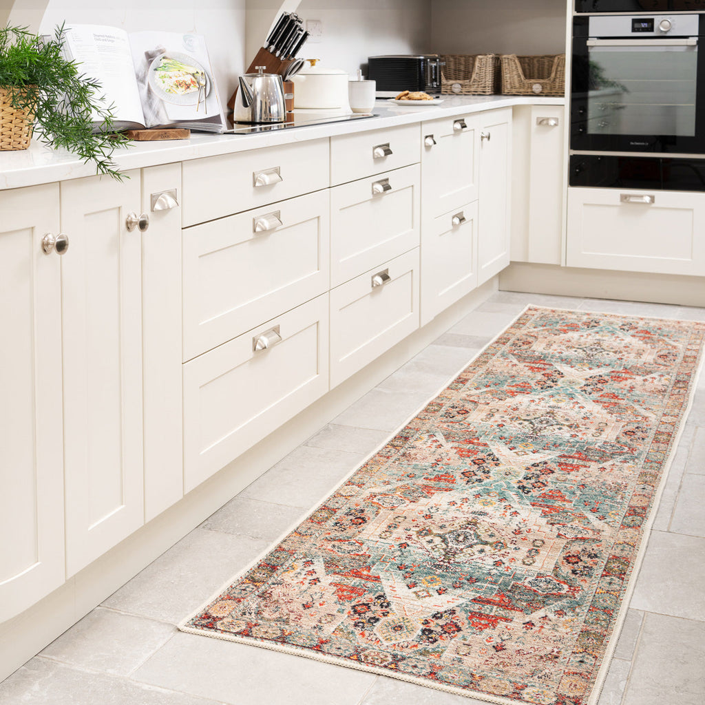 Traditional Medallion Washable Runner - Hue