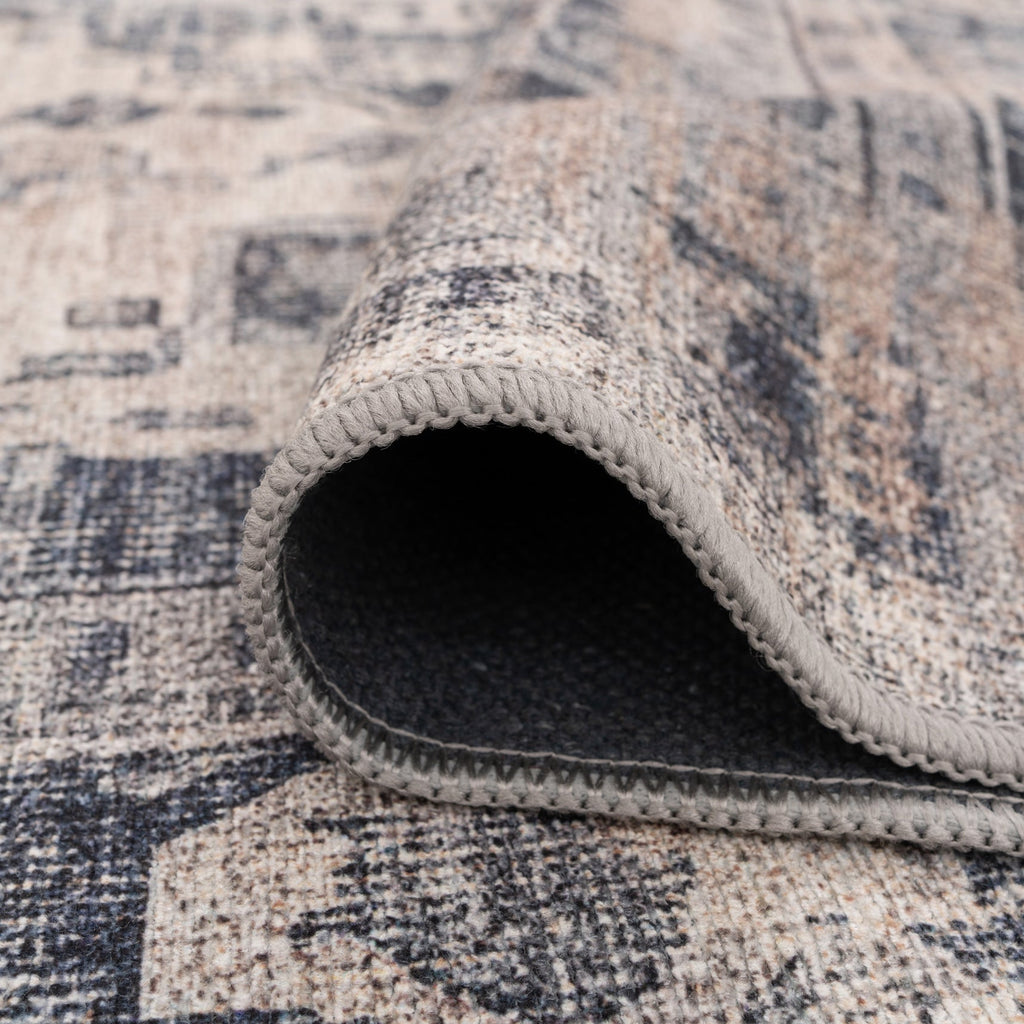Washable Blue Traditional Runner - Kith