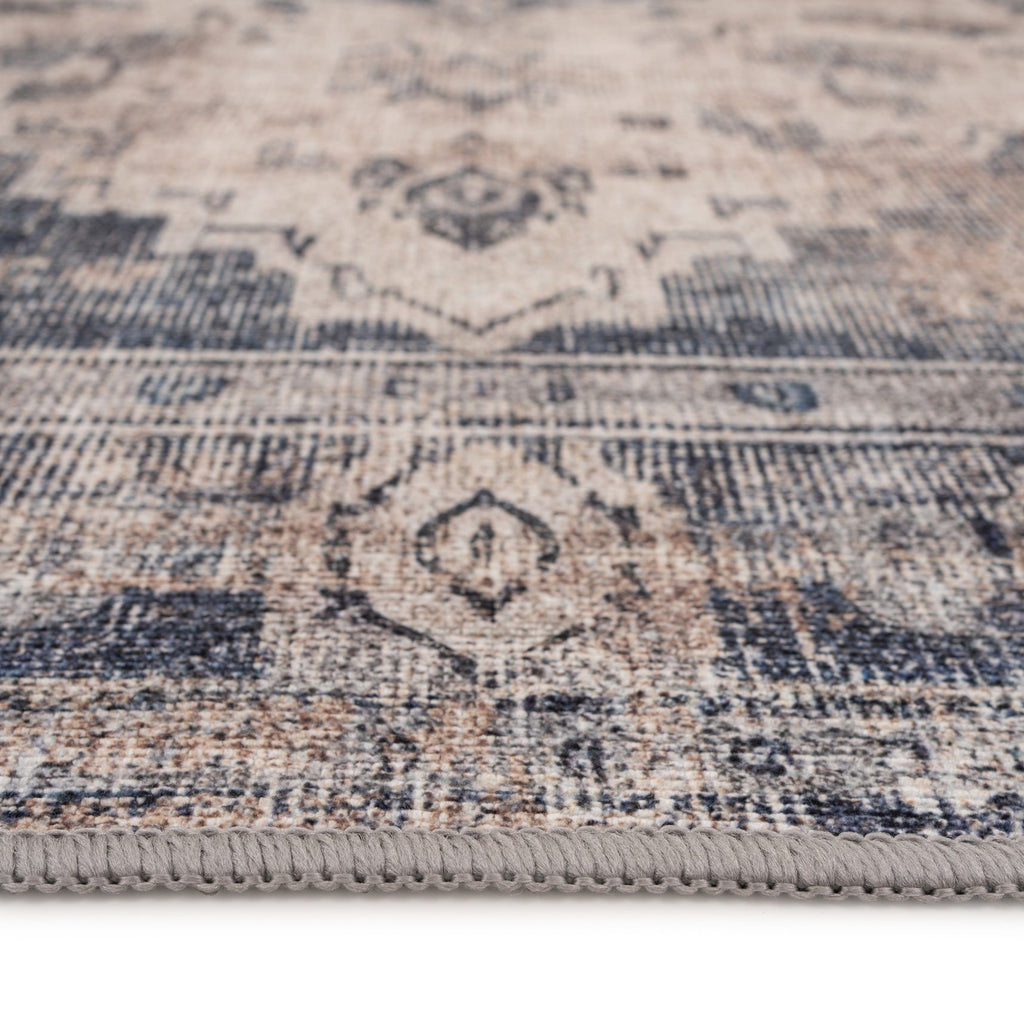 Washable Blue Traditional Runner - Kith