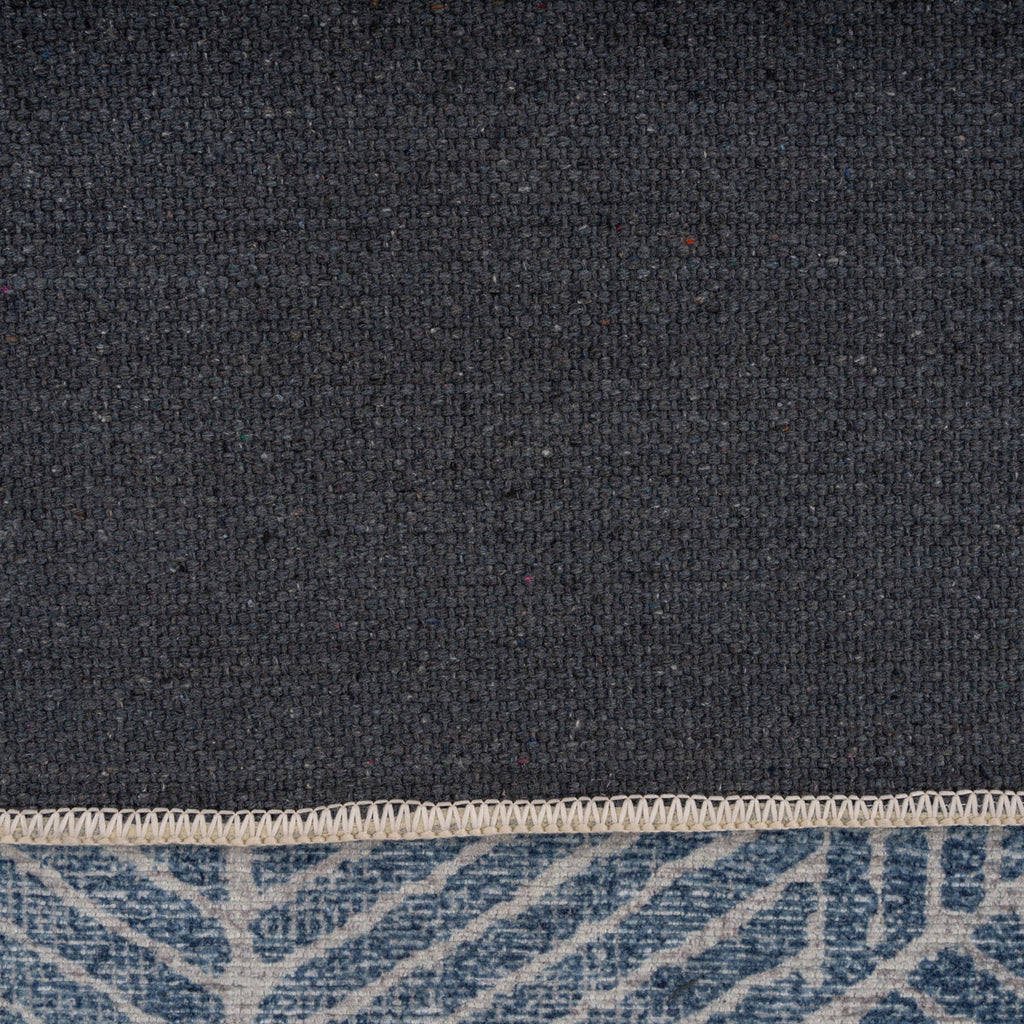 Washable Blue Geometric Runner - Plato