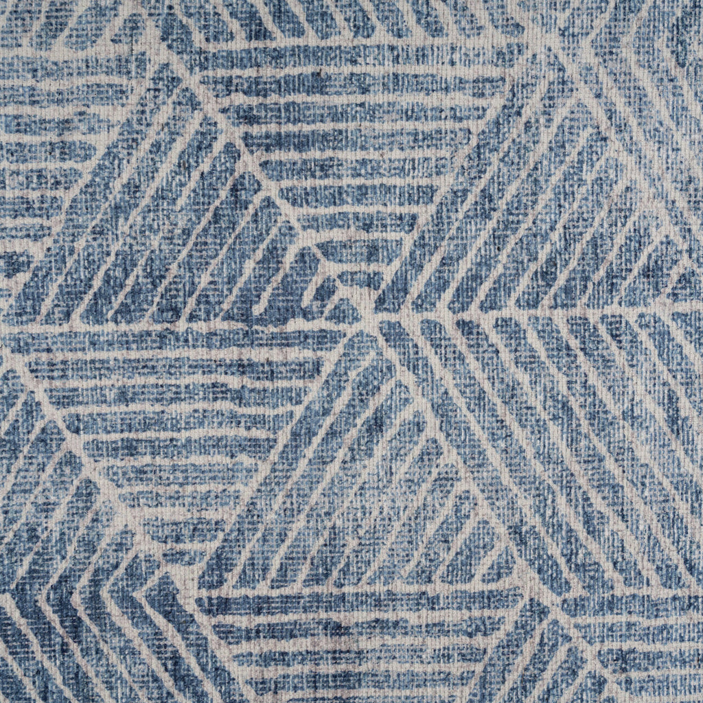 Washable Blue Geometric Runner - Plato